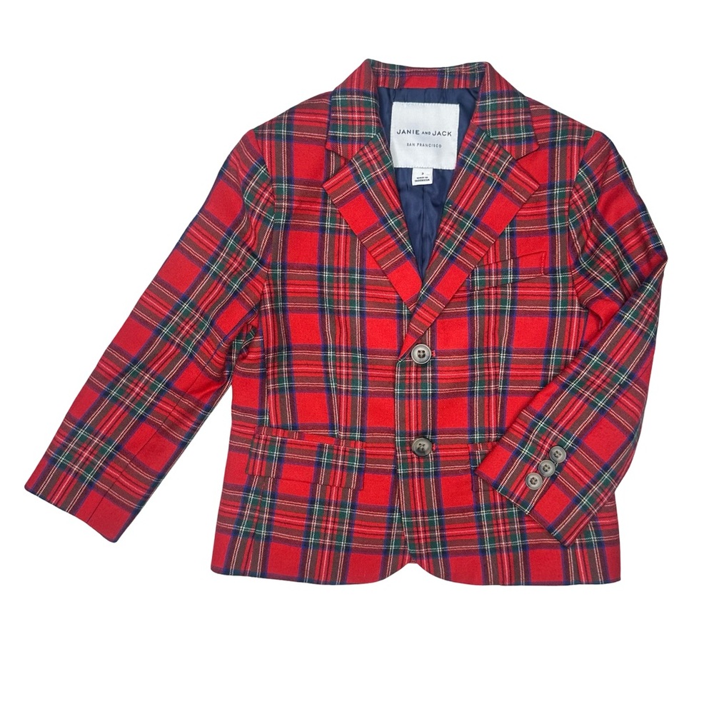 Janie And Jack Plaid Wool Blazer